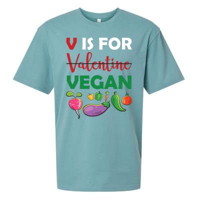 V Is For Vegan Funny Valentines Day Sueded Cloud Jersey T-Shirt