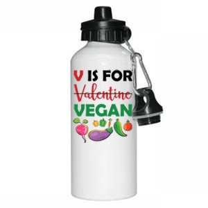 V Is For Vegan Funny Valentines Day Aluminum Water Bottle