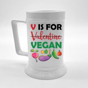 V Is For Vegan Funny Valentines Day Beer Stein