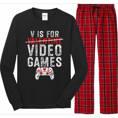 V Is For Video Games Valentines Day Gamer Long Sleeve Pajama Set