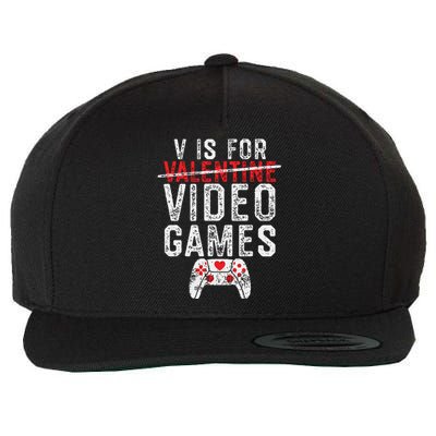 V Is For Video Games Valentines Day Gamer Wool Snapback Cap