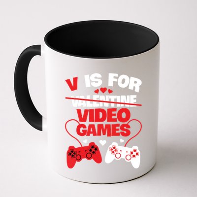 V Is For Video Games Funny Valentines Day Gamer Mug