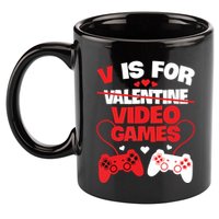 V Is For Video Games Funny Valentines Day Gamer 11oz C Handle Ceramic Mug