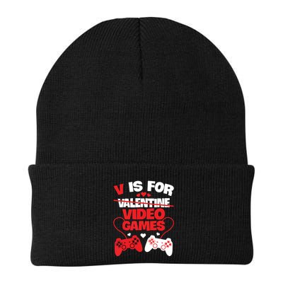 V Is For Video Games Funny Valentines Day Gamer Beanie