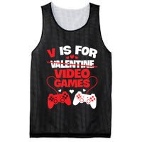 V Is For Video Games Funny Valentines Day Gamer Mesh Reversible Basketball Jersey Tank