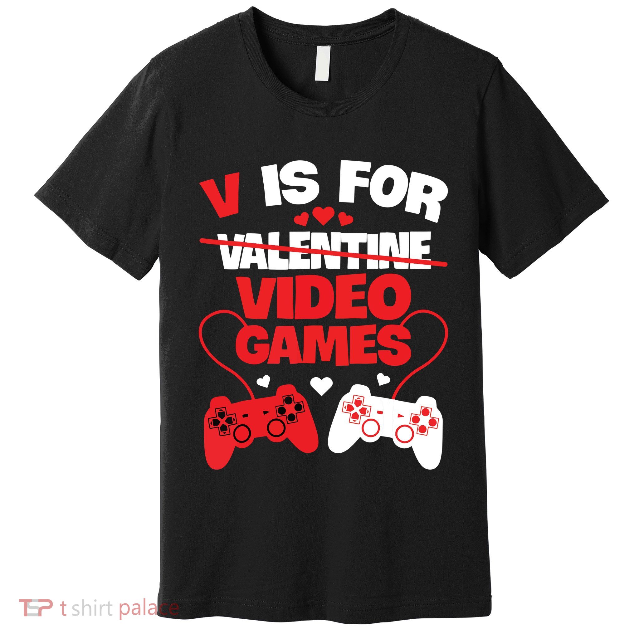 V Is For Video Games Funny Valentines Day Gamer Premium T-Shirt