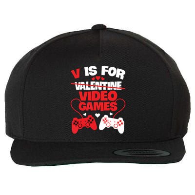 V Is For Video Games Funny Valentines Day Gamer Wool Snapback Cap