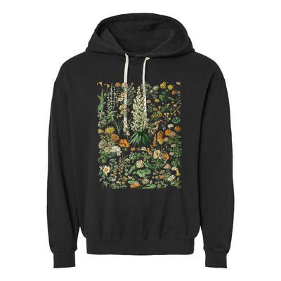 Vintage Inspired Flower Botanical Chart Garment-Dyed Fleece Hoodie