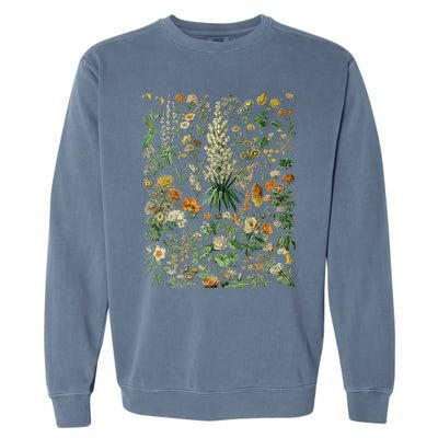 Vintage Inspired Flower Botanical Chart Garment-Dyed Sweatshirt