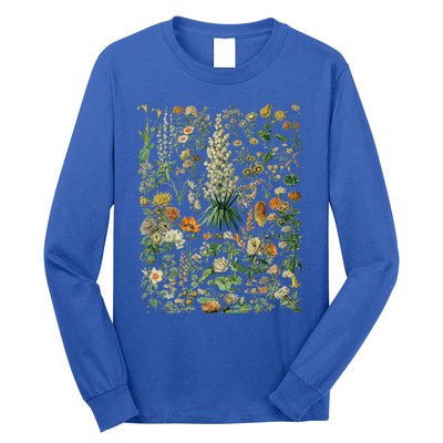 Vintage Inspired Flower Botanical Chart Long Sleeve Shirt