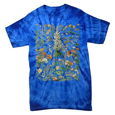 Vintage Inspired Flower Botanical Chart Tie-Dye T-Shirt