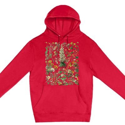 Vintage Inspired Flower Botanical Chart Premium Pullover Hoodie