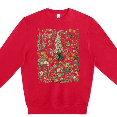 Vintage Inspired Flower Botanical Chart Premium Crewneck Sweatshirt