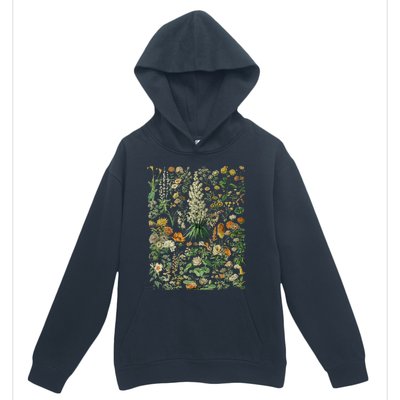 Vintage Inspired Flower Botanical Chart Urban Pullover Hoodie