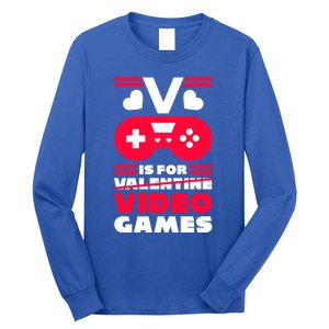 V Is For My Video Games Valentine's Day Funny Gamers Gift Funny Gift Long Sleeve Shirt