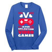 V Is For My Video Games Valentine's Day Funny Gamers Gift Funny Gift Long Sleeve Shirt