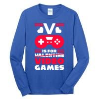 V Is For My Video Games Valentine's Day Funny Gamers Gift Funny Gift Tall Long Sleeve T-Shirt