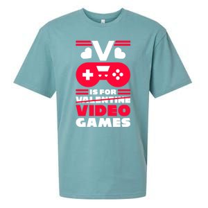 V Is For My Video Games Valentine's Day Funny Gamers Gift Funny Gift Sueded Cloud Jersey T-Shirt