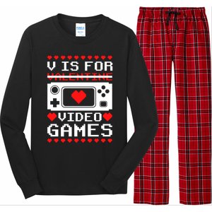 V Is For My Video Games Valentine's Day Funny Gamers Gift Long Sleeve Pajama Set