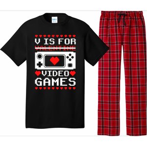 V Is For My Video Games Valentine's Day Funny Gamers Gift Pajama Set