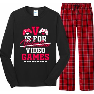 V Is For My Video Games Valentine's Day Funny Gamers Gift Funny Gift Long Sleeve Pajama Set