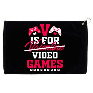 V Is For My Video Games Valentine's Day Funny Gamers Gift Funny Gift Grommeted Golf Towel