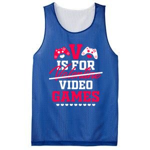 V Is For My Video Games Valentine's Day Funny Gamers Gift Funny Gift Mesh Reversible Basketball Jersey Tank