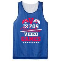 V Is For My Video Games Valentine's Day Funny Gamers Gift Funny Gift Mesh Reversible Basketball Jersey Tank