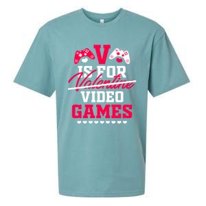 V Is For My Video Games Valentine's Day Funny Gamers Gift Funny Gift Sueded Cloud Jersey T-Shirt