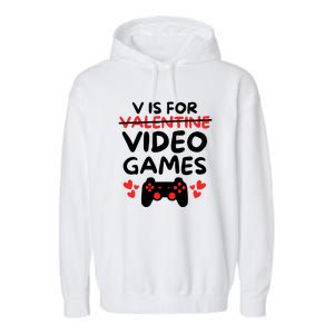 V Is For Video Games Garment-Dyed Fleece Hoodie