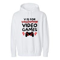 V Is For Video Games Garment-Dyed Fleece Hoodie