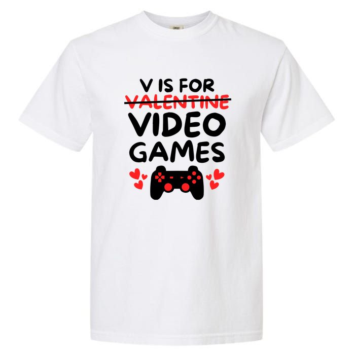 V Is For Video Games Garment-Dyed Heavyweight T-Shirt