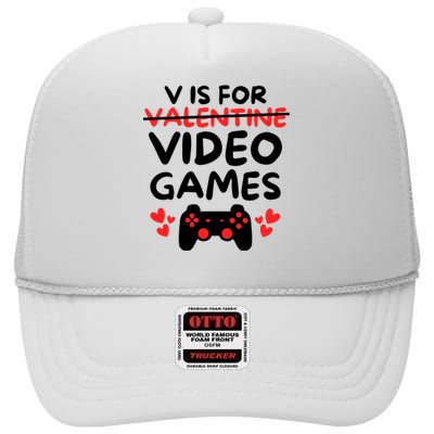 V Is For Video Games High Crown Mesh Back Trucker Hat