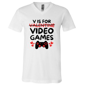 V Is For Video Games V-Neck T-Shirt