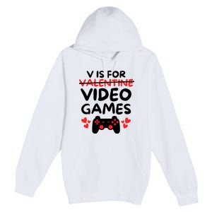 V Is For Video Games Premium Pullover Hoodie