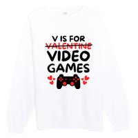 V Is For Video Games Premium Crewneck Sweatshirt