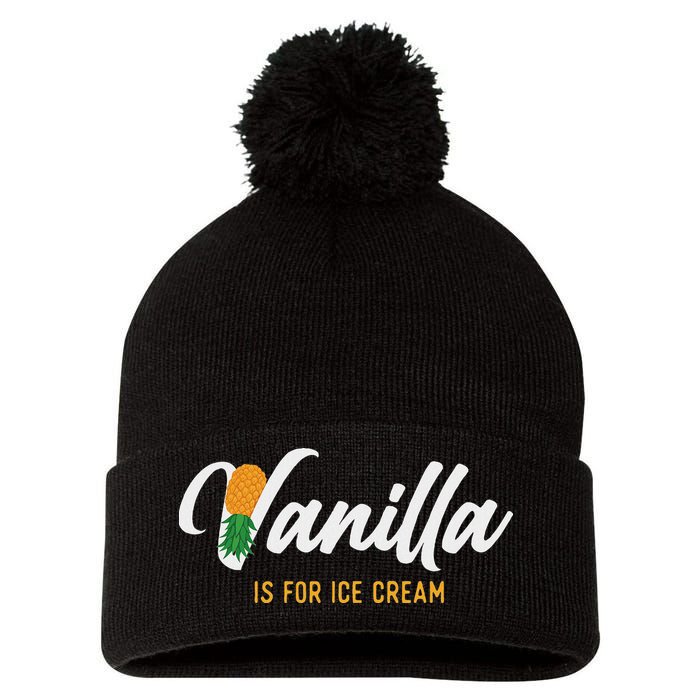 Vanilla Is For Ice Cream Upside Down Pineapple Swinger Pom Pom 12in Knit Beanie