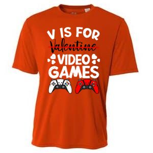 V Is For Video Games Gamer Funny Valentines Day Cute Gift Cooling Performance Crew T-Shirt