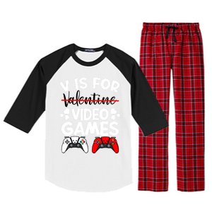 V Is For Video Games Gamer Funny Valentines Day Cute Gift Raglan Sleeve Pajama Set