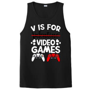 V Is For Video Games Gamer Funny Valentines Day Cute Gift PosiCharge Competitor Tank