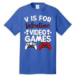 V Is For Video Games Gamer Funny Valentines Day Cute Gift Tall T-Shirt