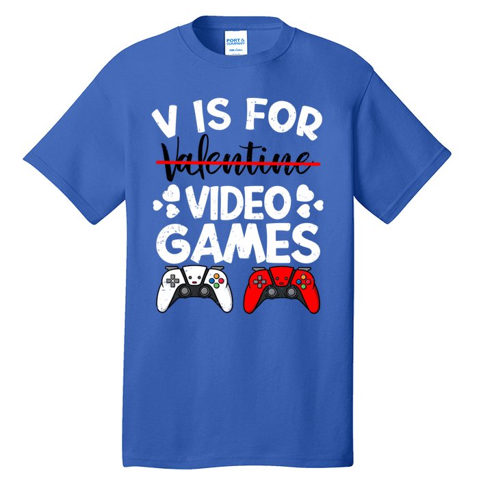 V Is For Video Games Gamer Funny Valentines Day Cute Gift Tall T-Shirt