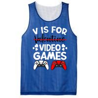 V Is For Video Games Gamer Funny Valentines Day Cute Gift Mesh Reversible Basketball Jersey Tank