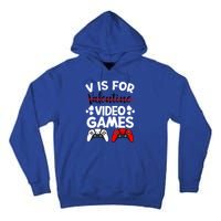 V Is For Video Games Gamer Funny Valentines Day Cute Gift Tall Hoodie