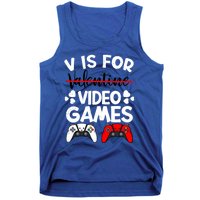 V Is For Video Games Gamer Funny Valentines Day Cute Gift Tank Top