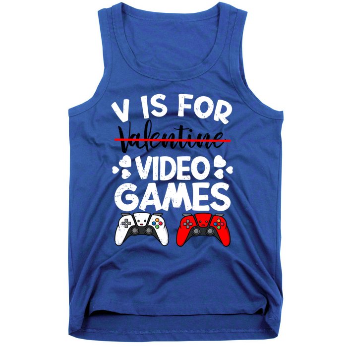 V Is For Video Games Gamer Funny Valentines Day Cute Gift Tank Top