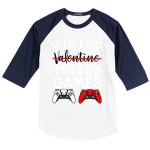 V Is For Video Games Gamer Funny Valentines Day Cute Gift Baseball Sleeve Shirt