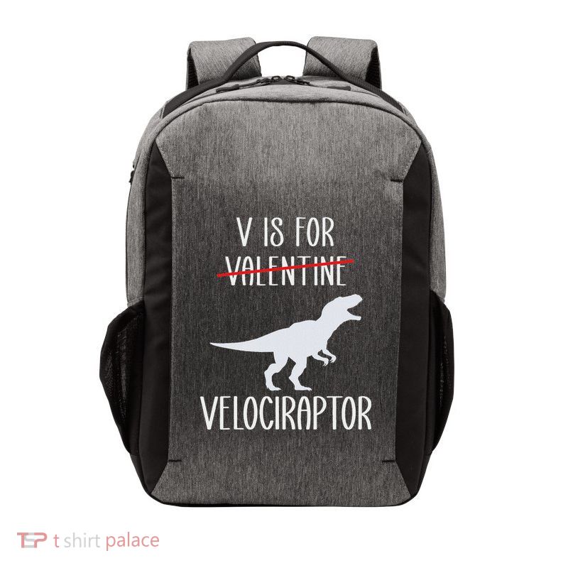 V Is For Velociraptor Funny Anti Valentines Day Vector Backpack
