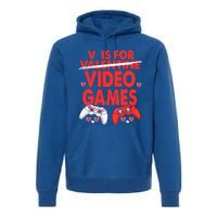 V Is For Video Games Funny Valentines Day Gamer Meaningful Gift Premium Hoodie