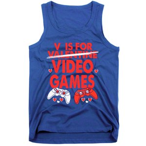 V Is For Video Games Funny Valentines Day Gamer Meaningful Gift Tank Top